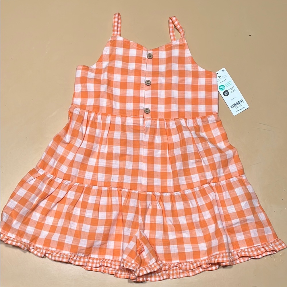 Carter's Orange and White Jumpsuit Playful Ruffle Design